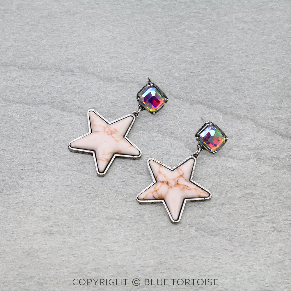 Western Star Stone Stud Earrings