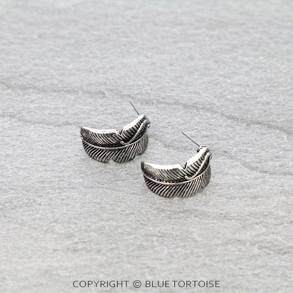 Western Feather Hoop Earrings