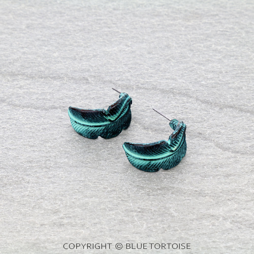 Western Feather Hoop Earrings