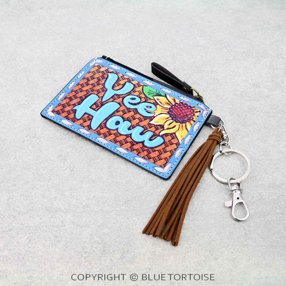 Western Yee Haw Leather Cardholder Zip Wallet