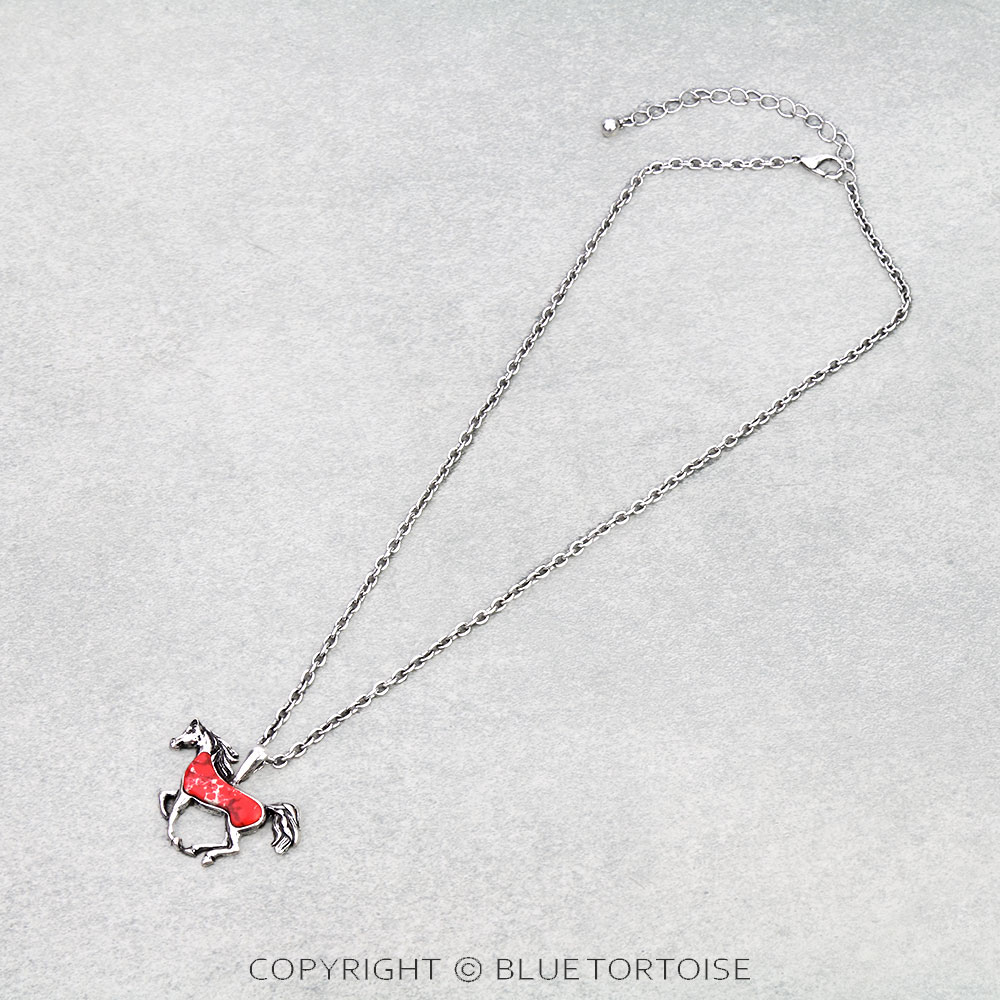 Western Running Horse Stone Necklace