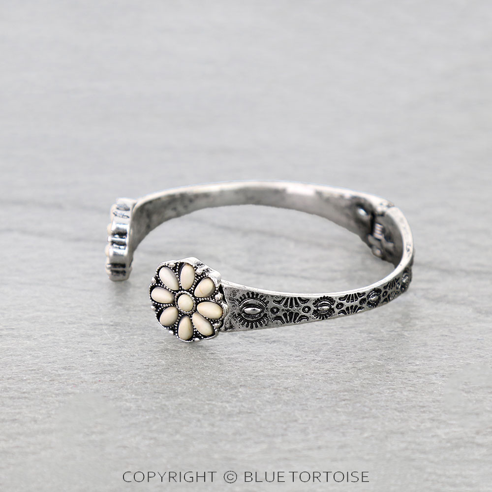 Western Concho Stone Hinge Bangle Bracelet - Image 2