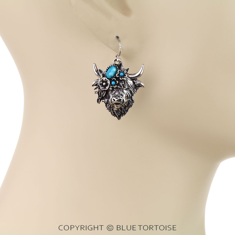 Farm Animal Highland Cow Dangle Earrings - Image 2