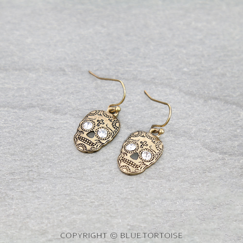Cross Skull Dangle Earrings