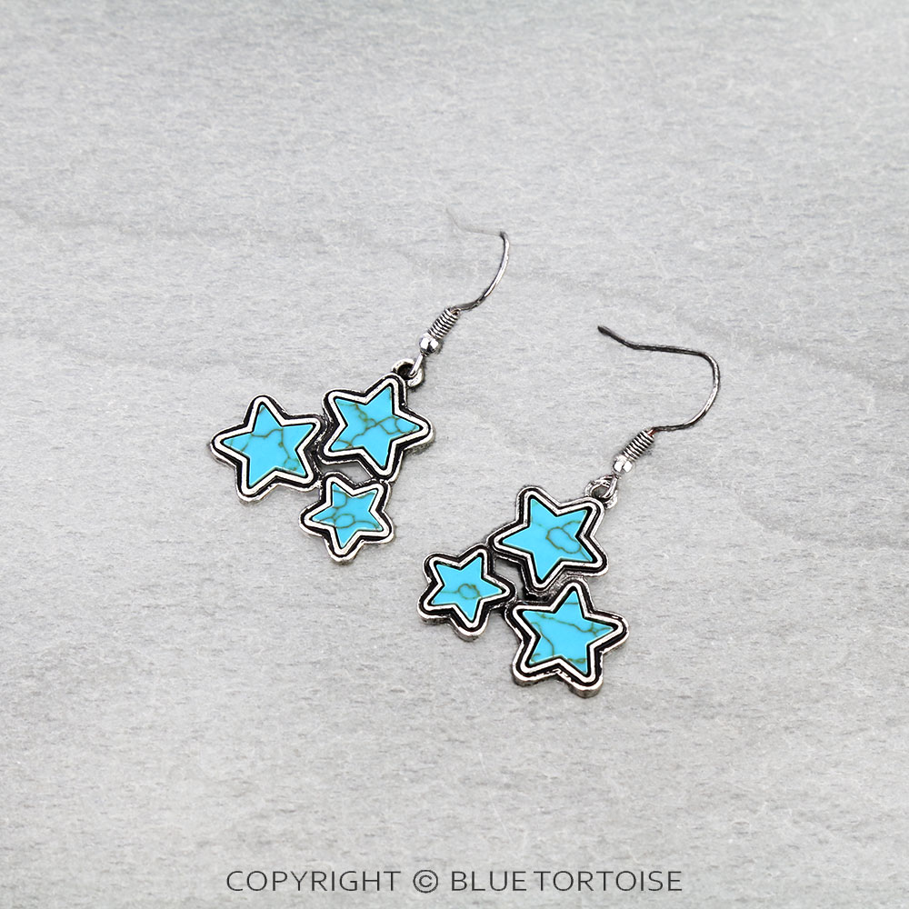 Western Triple Star Dangle Earrings