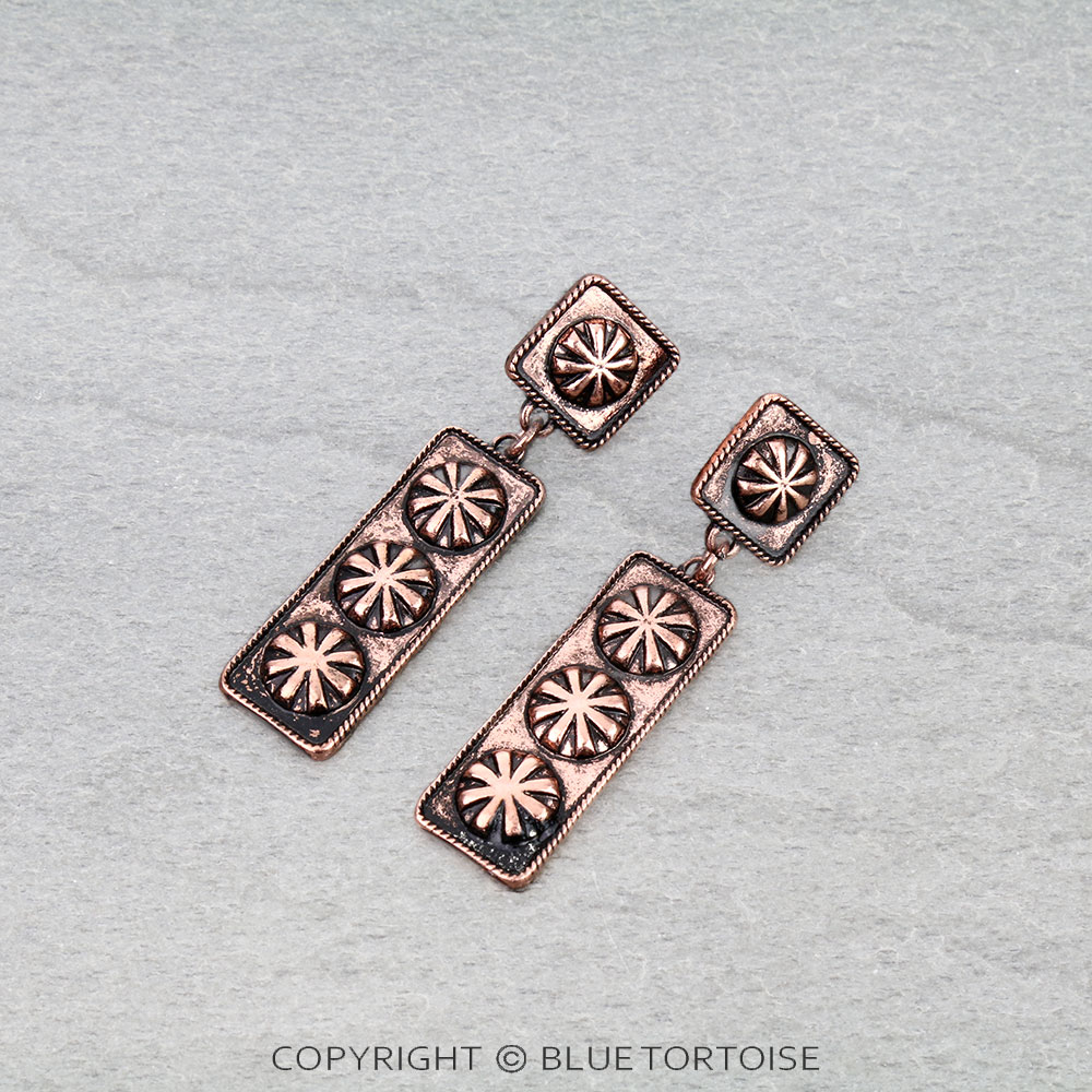 Western Concho Bar Stud Earrings