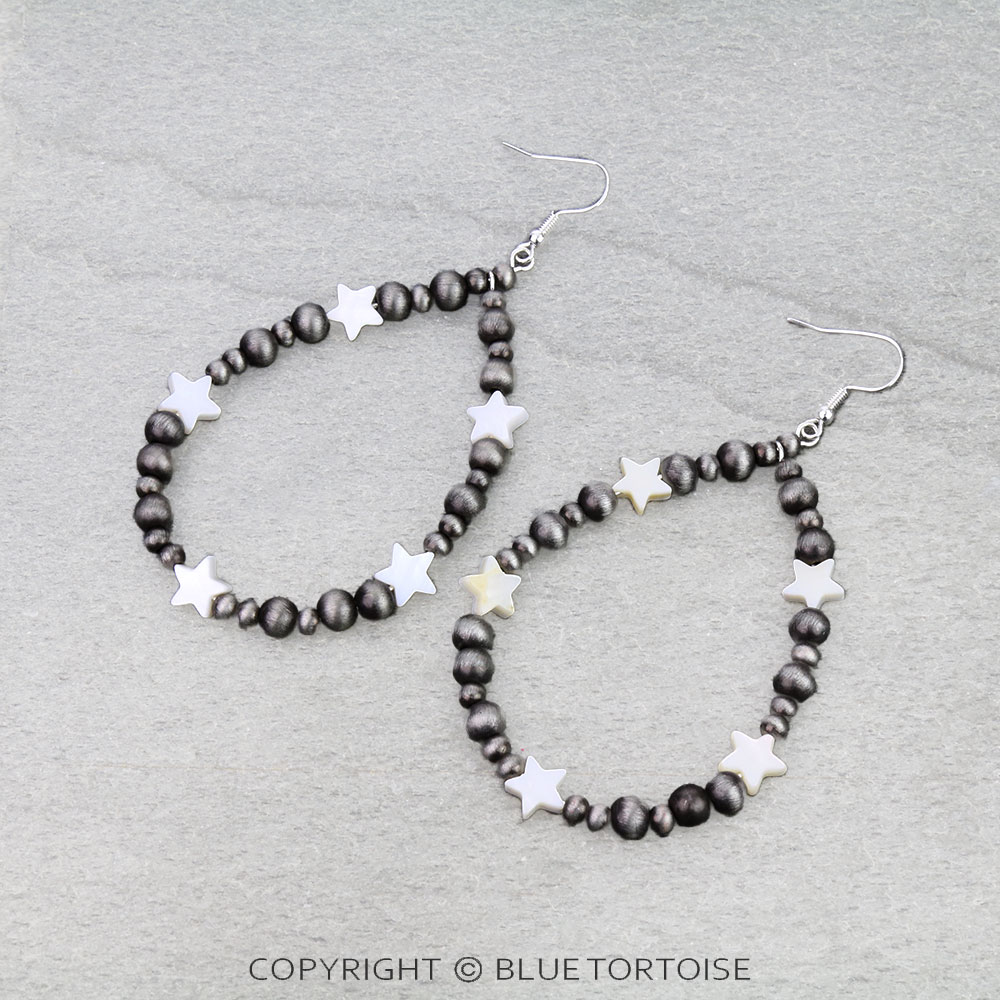Navajo Style Pearl Teardrop Dangle Earrings