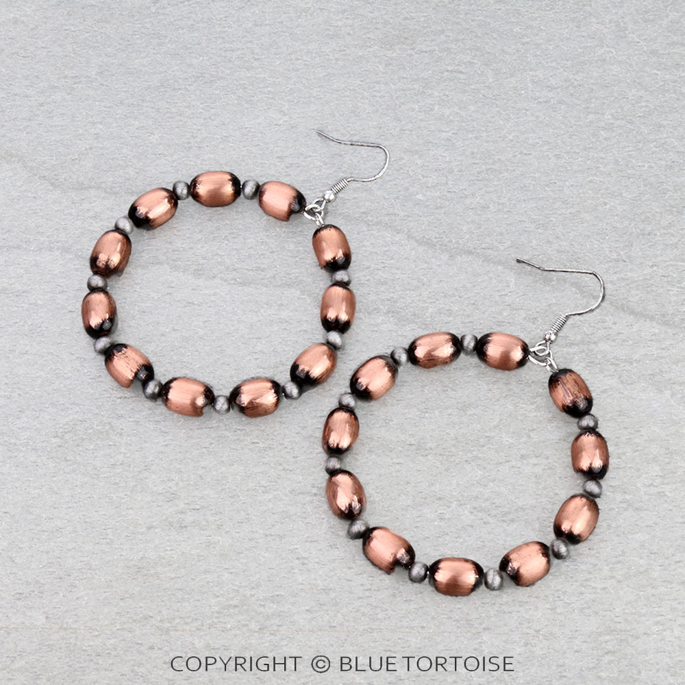 Navajo Style Pearl Round Dangle Earrings