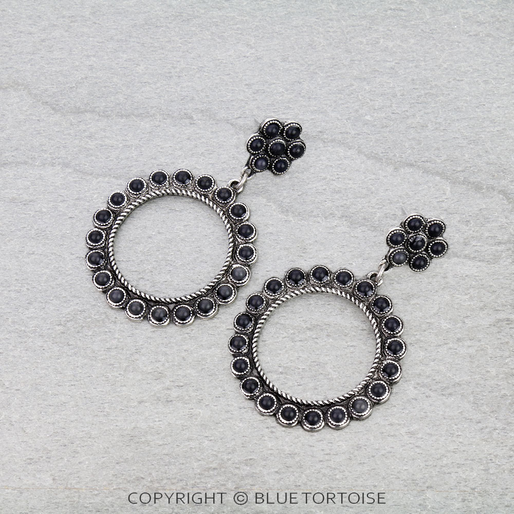 Western Round Stone Stud Earrings