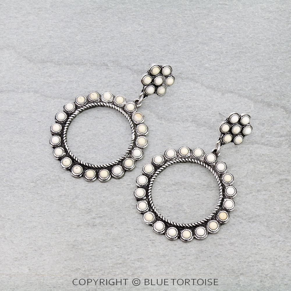 Western Round Stone Stud Earrings