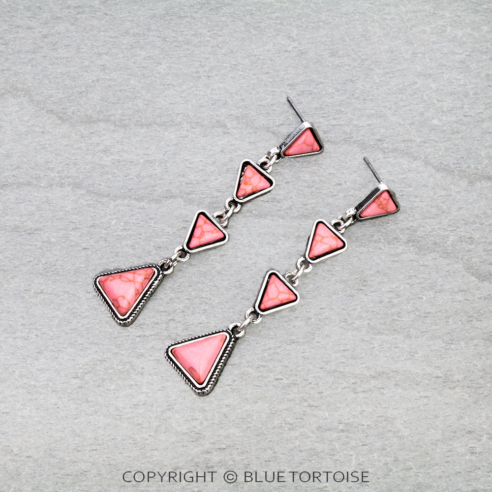 Western Triangle Stone Drop Stud Earrings