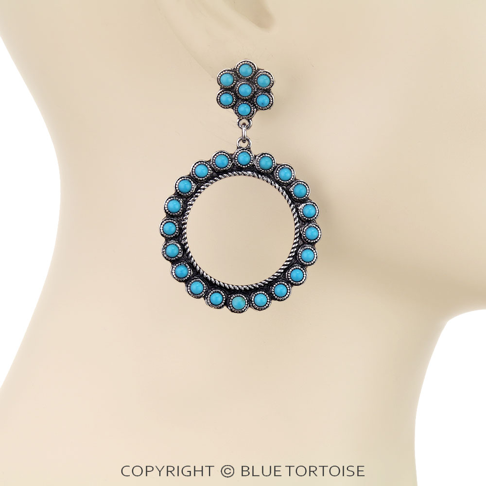 Western Round Stone Stud Earrings - Image 2