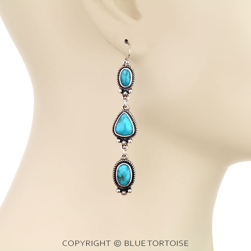 Western Hand Stone Drop Dangle Earrings - Image 2