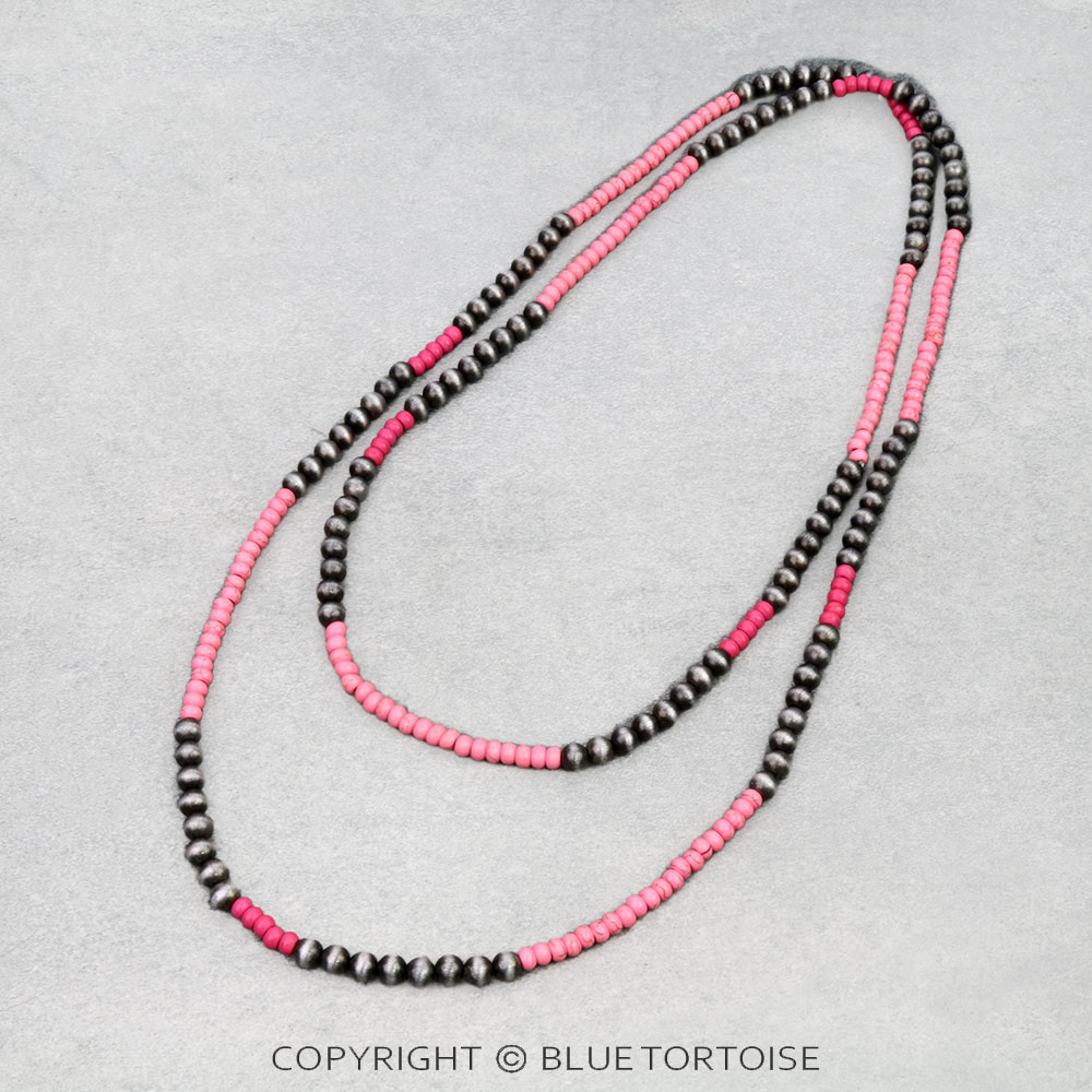 2 Layer Navajo Style Pearl & Bead Necklace