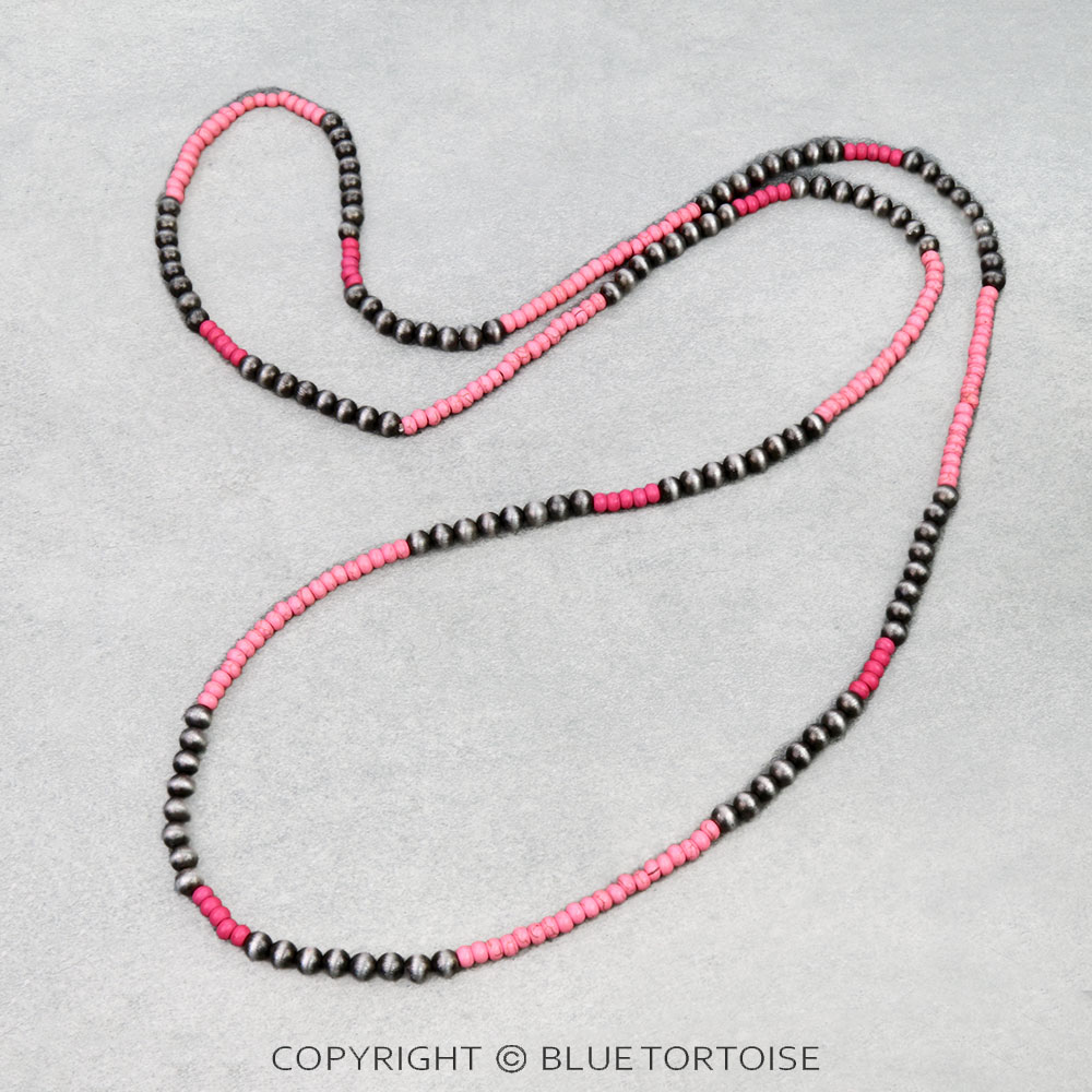 2 Layer Navajo Style Pearl & Bead Necklace - Image 3