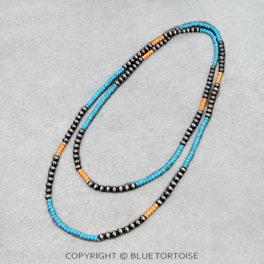2 Layer Navajo Style Pearl & Bead Necklace