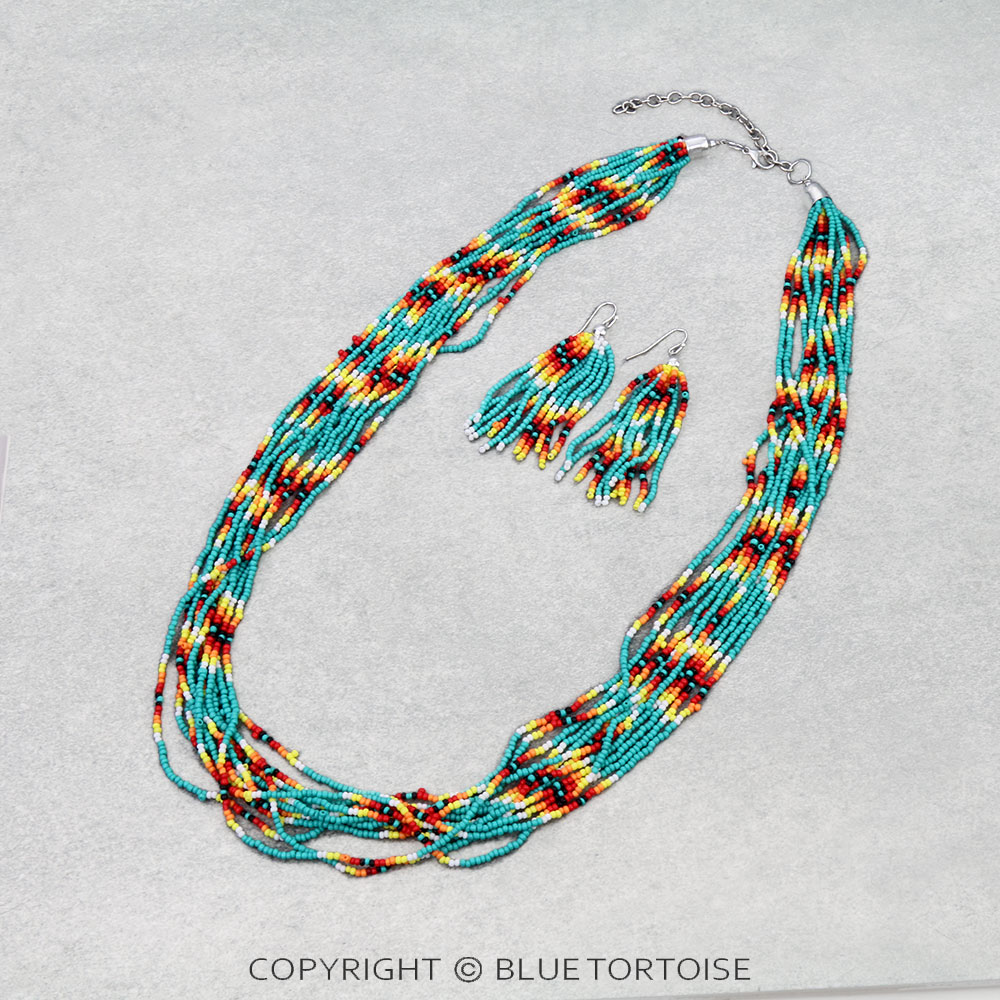 Western Seed Bead Multi-Strand Necklace Set