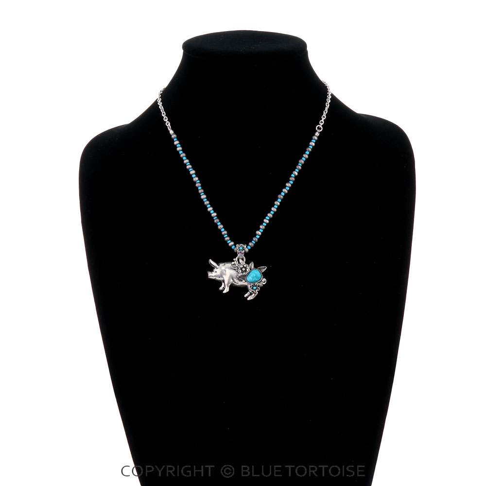 Western Farm Animal Pig Pendant Necklace - Image 2
