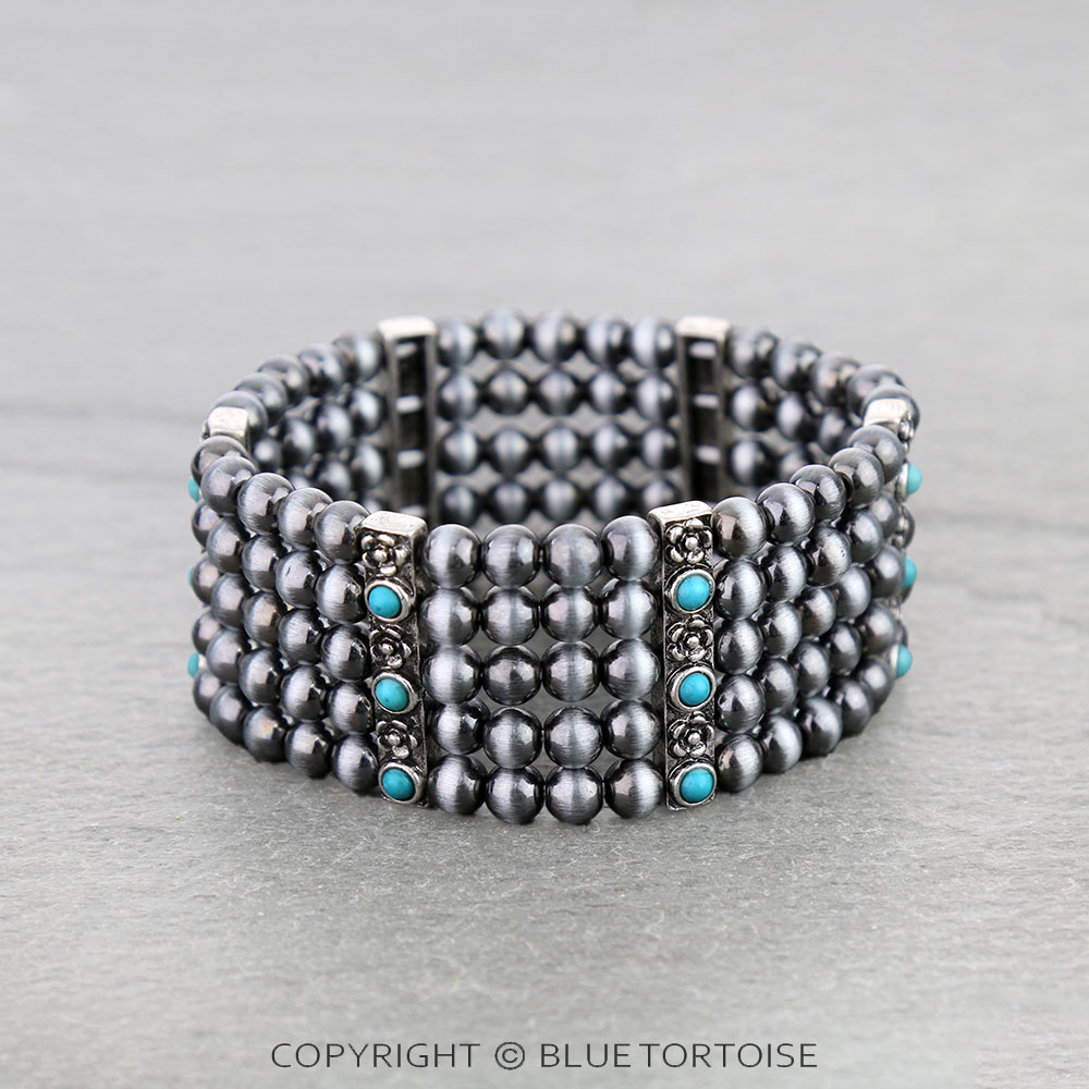 Western Navajo Style Pearl Stretch Bracelet