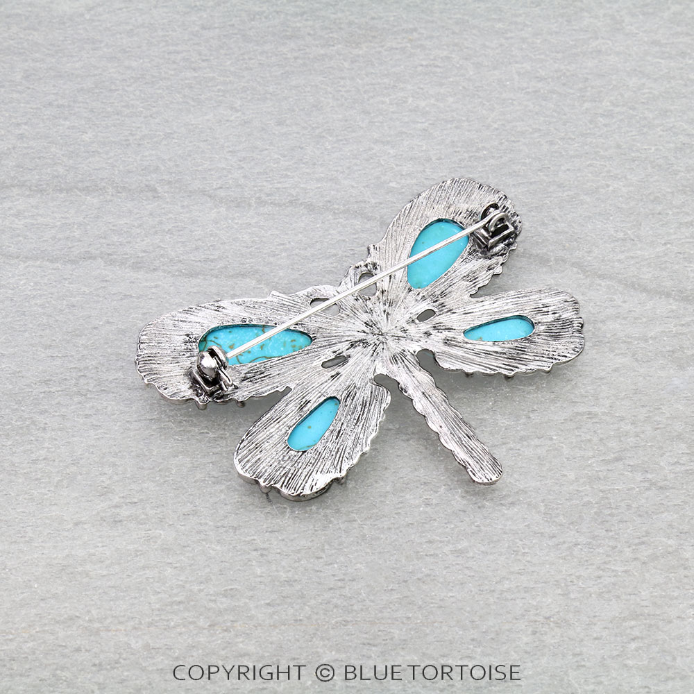 Western Dragonfly Stone Brooch Pin - Image 2