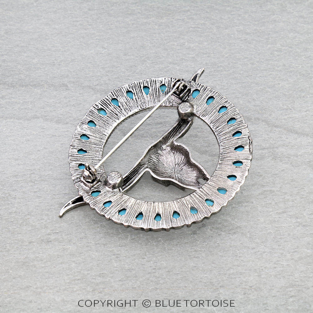 Western Steer Skull Stone Brooch Pin - Image 2