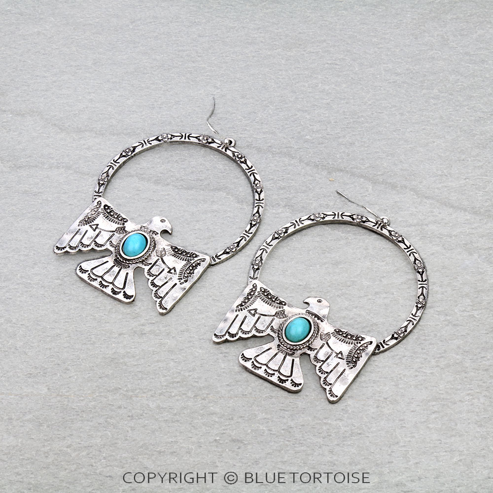 Western Thunderbird Stone Round Dangle Earrings