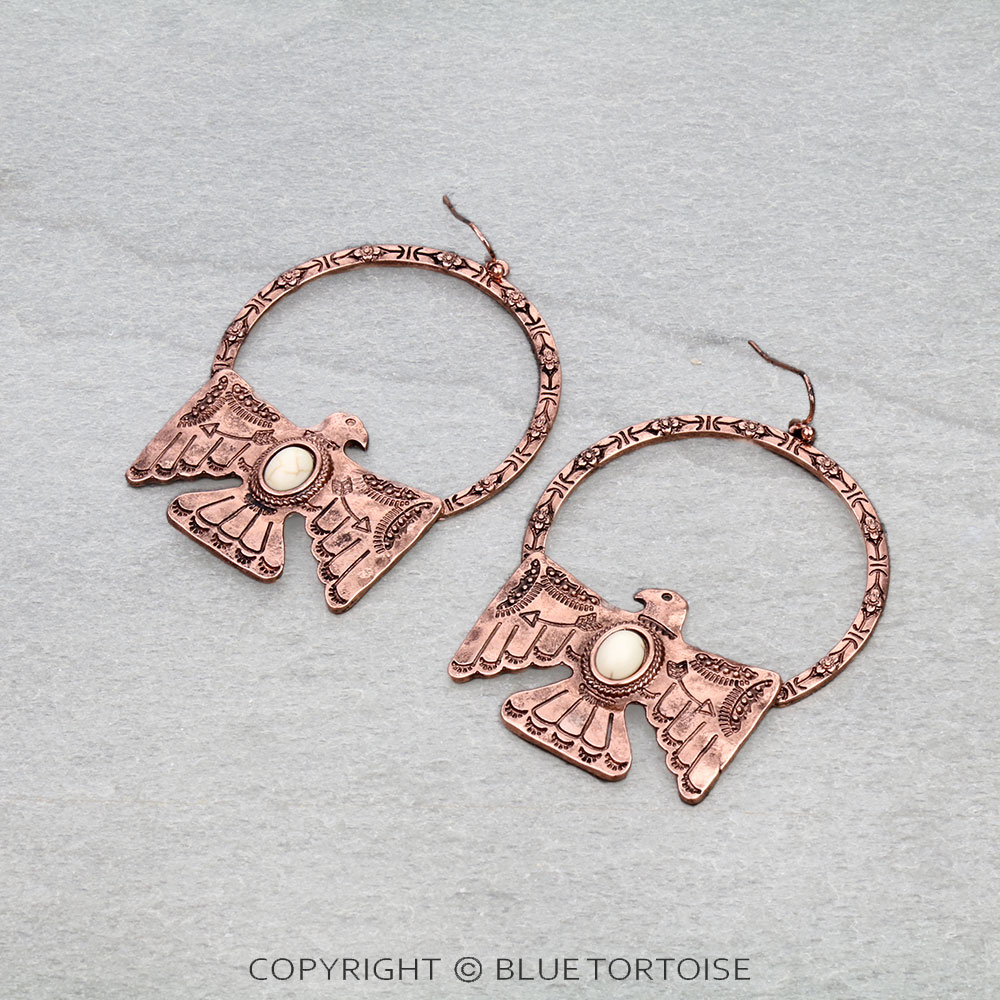 Western Thunderbird Stone Round Dangle Earrings