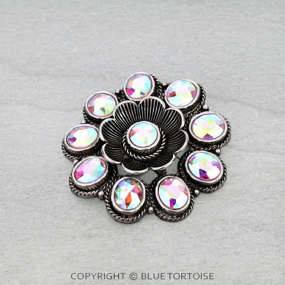 Western Flower Concho Stone Hat Pin