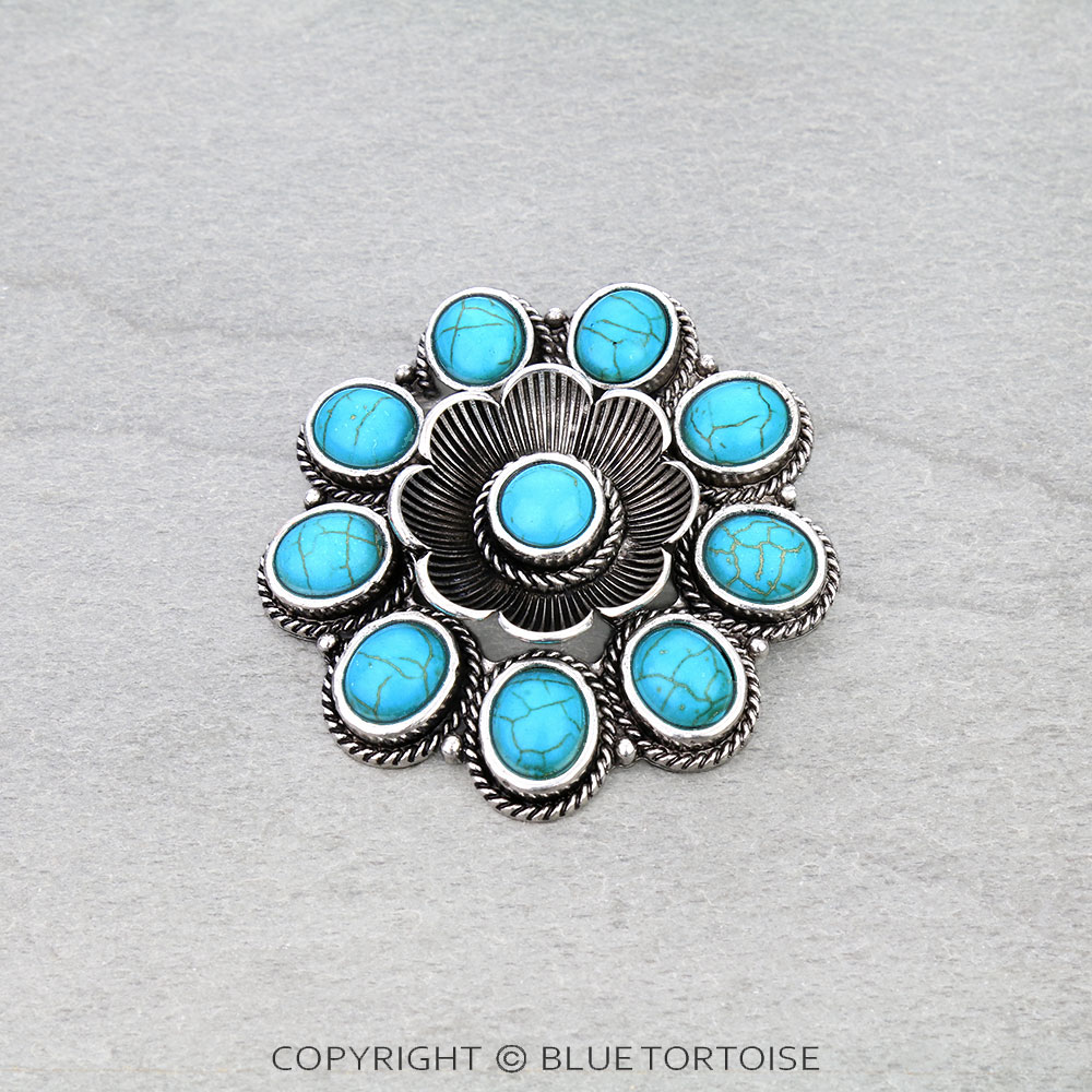 Western Flower Concho Stone Hat Pin