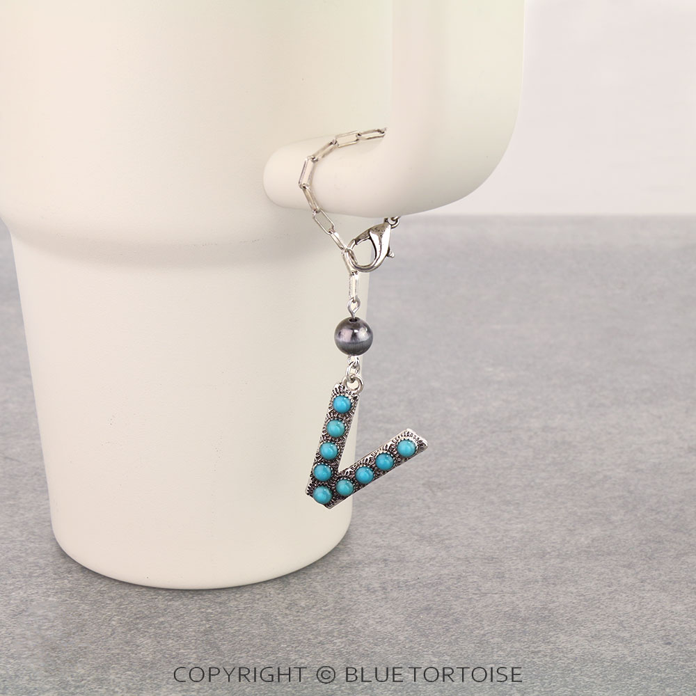 Western Initial “V” Tumbler Charm