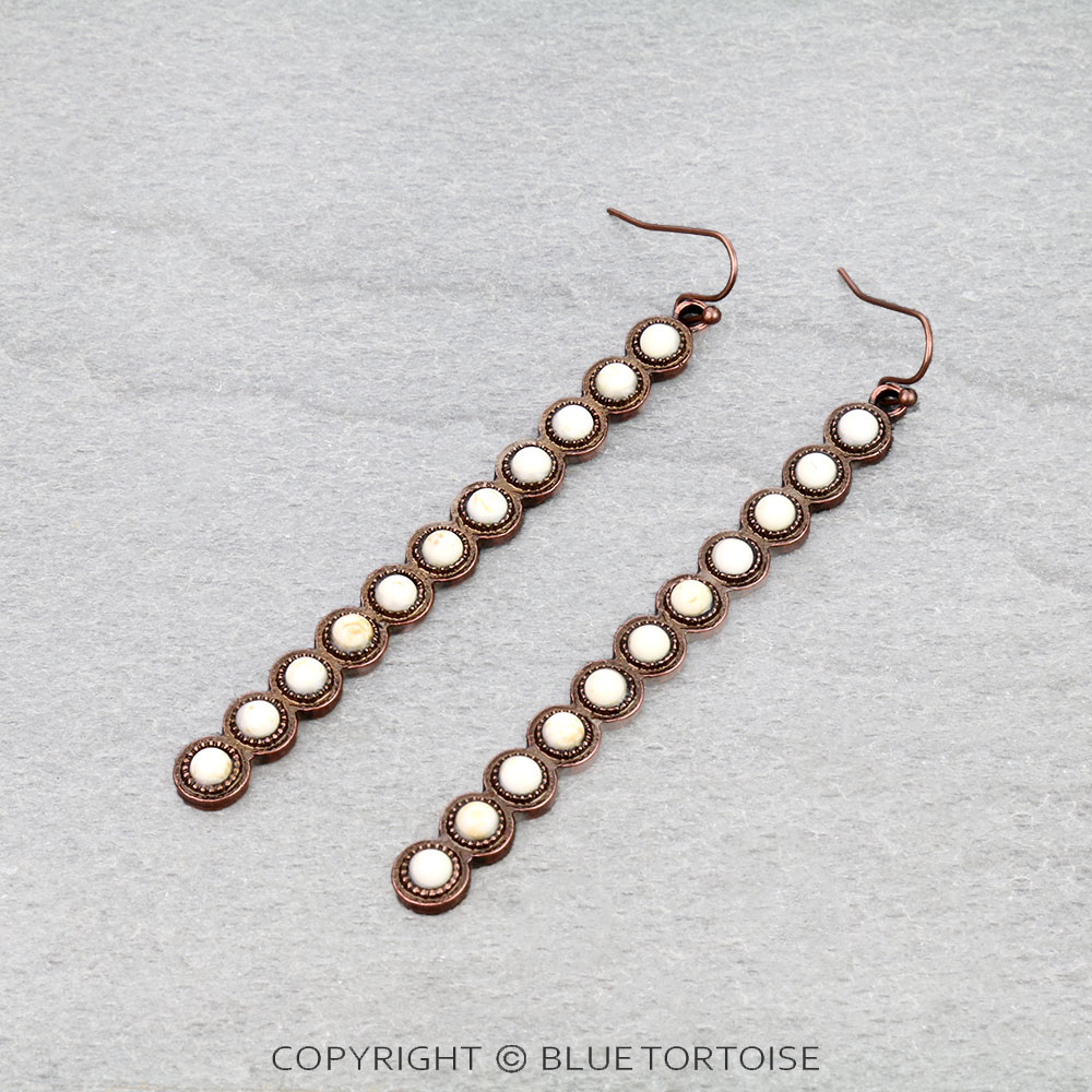 Western Round Stone Bar Dangle Earrings