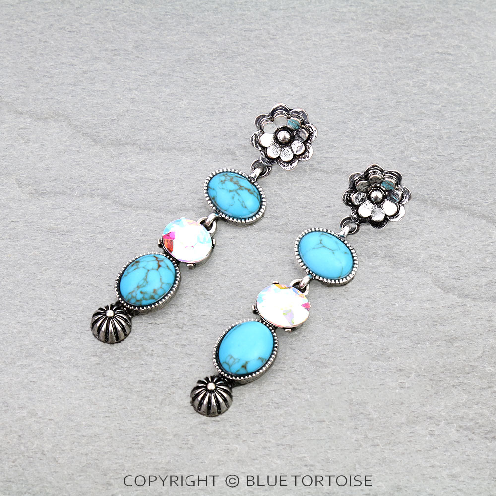 Western Stone Dangling Stud Earrings