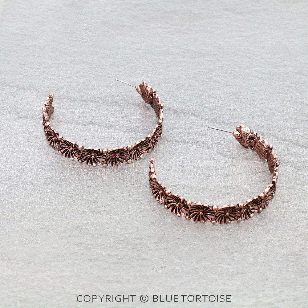 Western Flower Hoop Earrings