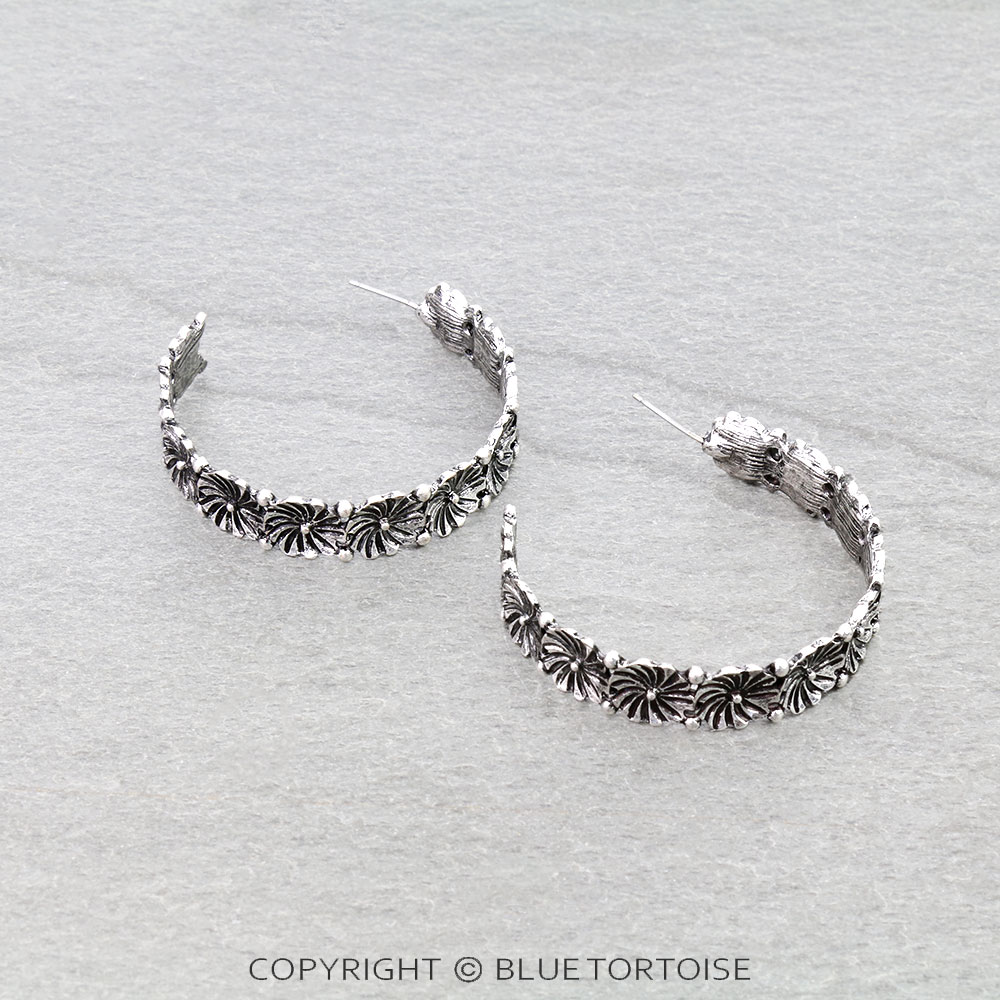 Western Flower Hoop Earrings