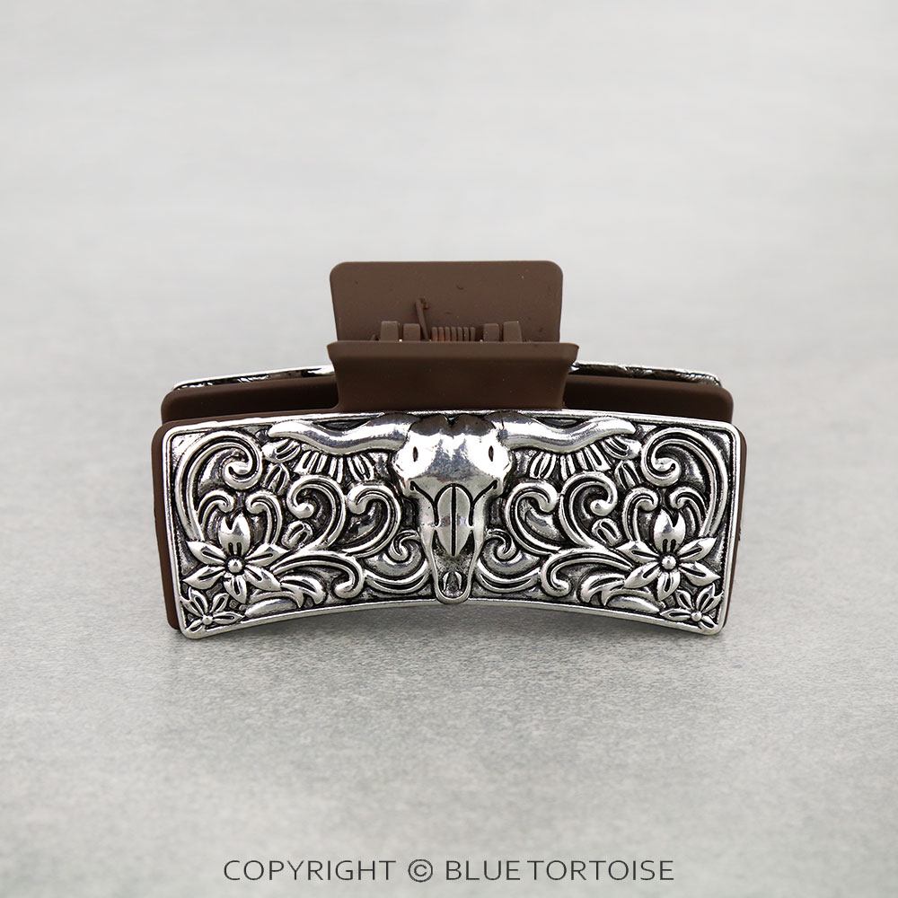 Western Steer Skull Metal Hair Claw Clip - Image 2