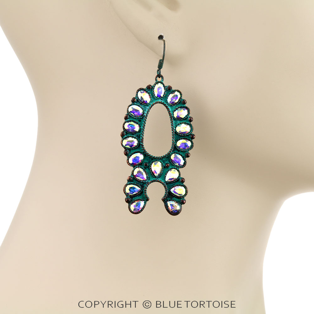 Western Squash Blossom Stone Dangle Earrings - Image 2