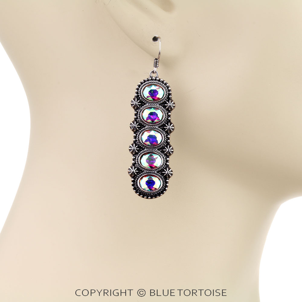 Western Concho Stone Dangle Earrings - Image 2