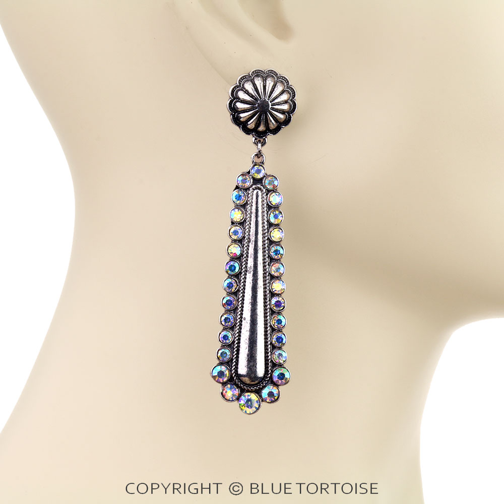 Western Concho Stone Stud Earrings - Image 2