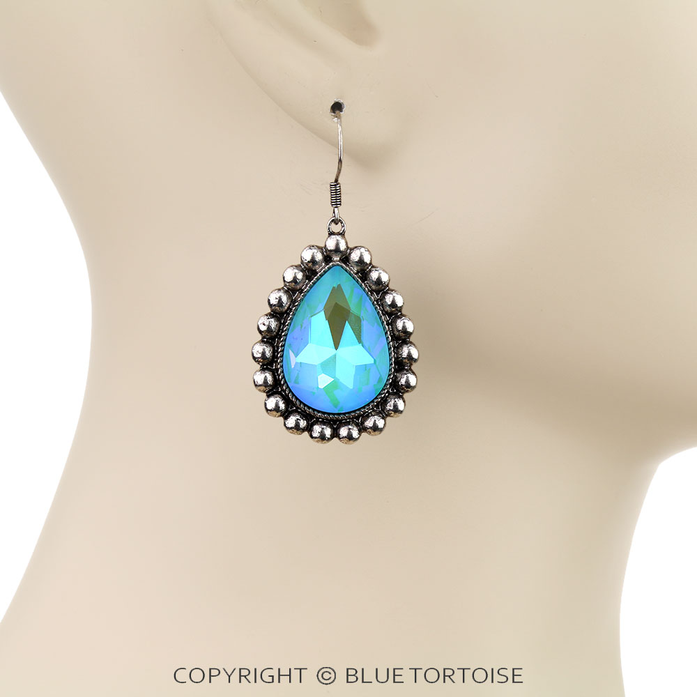 Western Teardrop Stone Dangle Earrings - Image 2