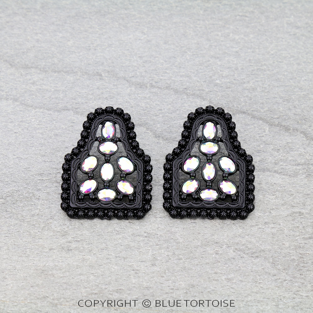 Western Ear Tag Stone Stud Earrings