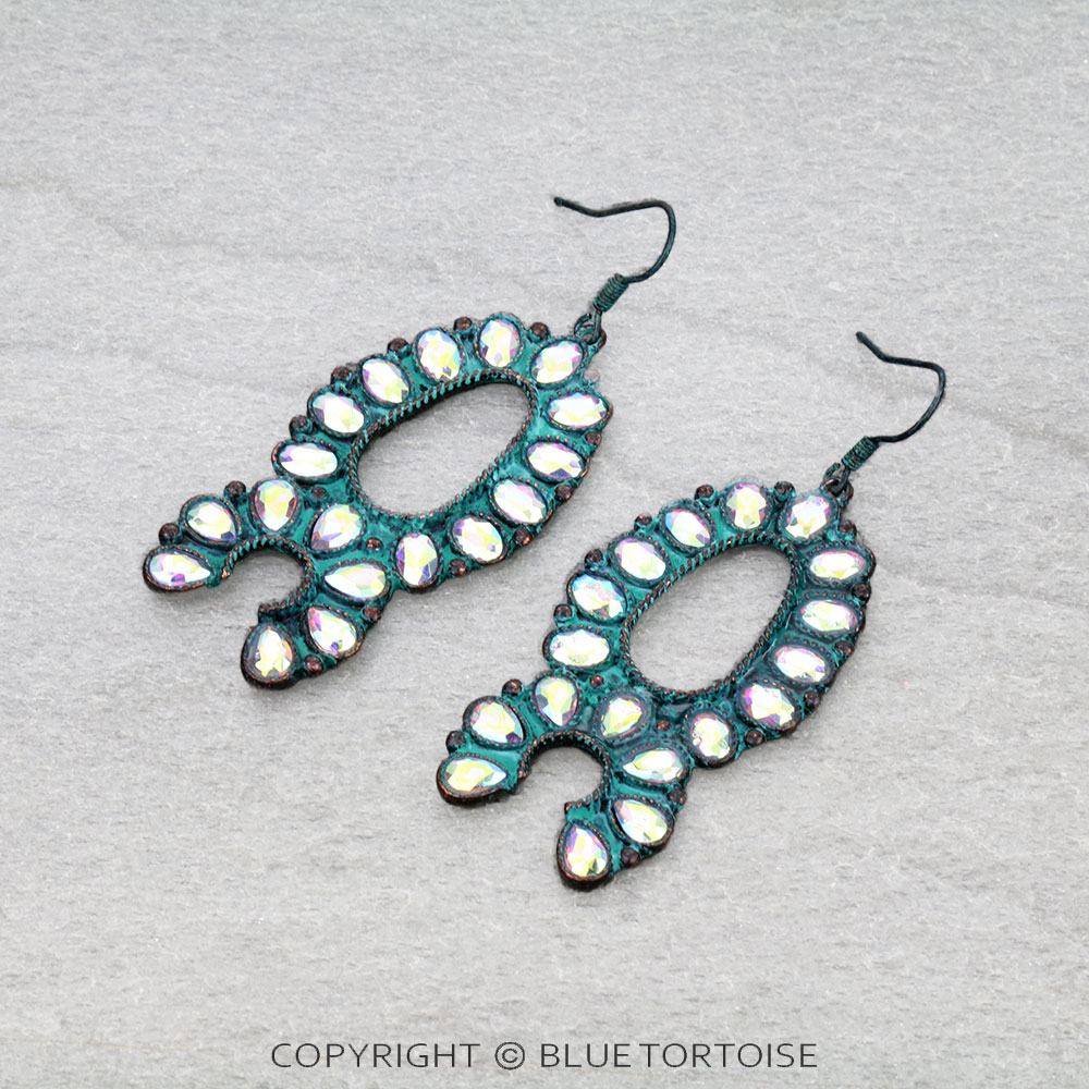 Western Squash Blossom Stone Dangle Earrings
