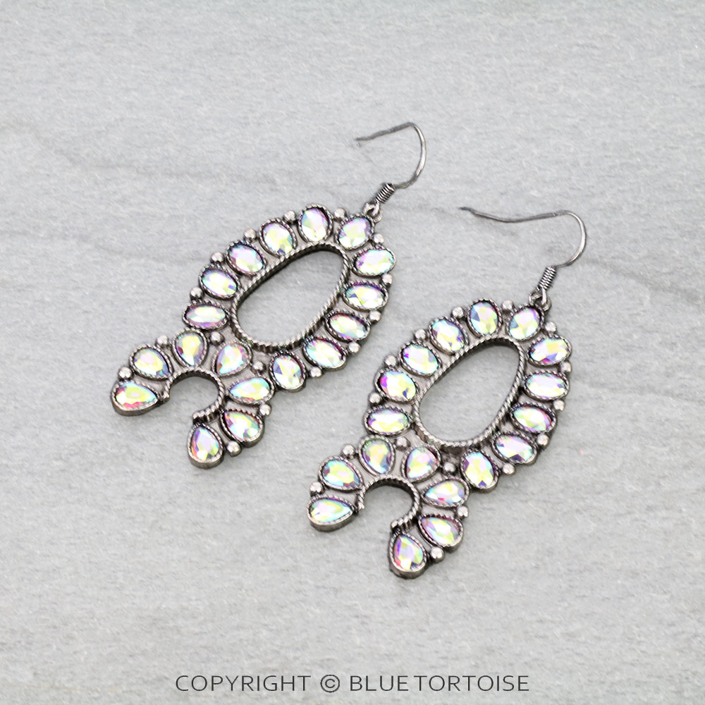 Western Squash Blossom Stone Dangle Earrings