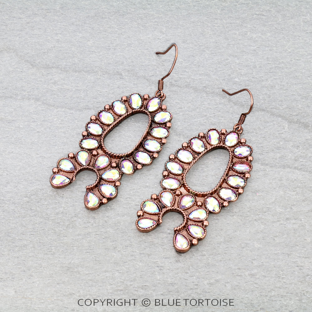 Western Squash Blossom Stone Dangle Earrings