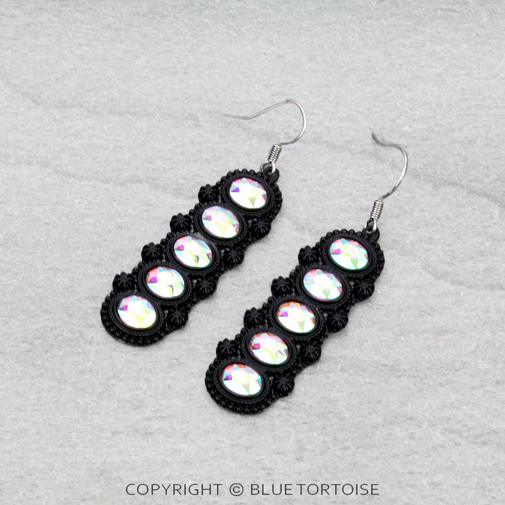 Western Concho Stone Dangle Earrings