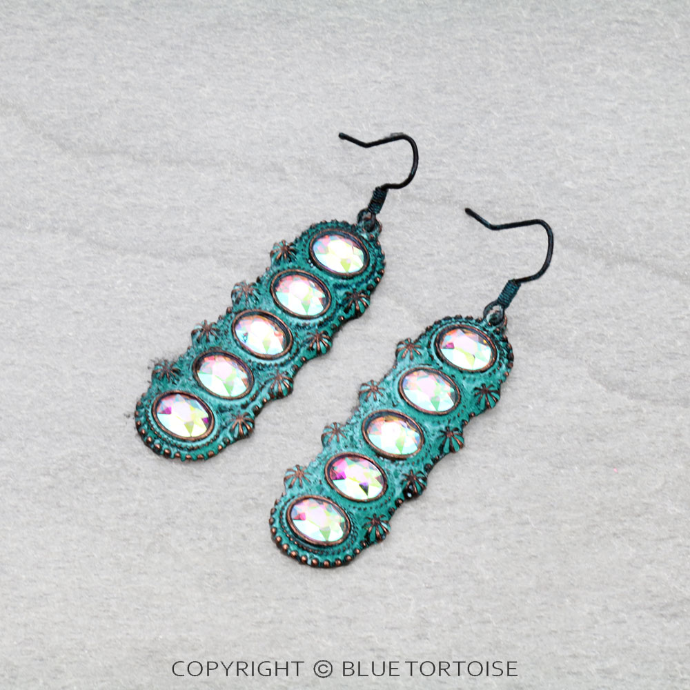 Western Concho Stone Dangle Earrings
