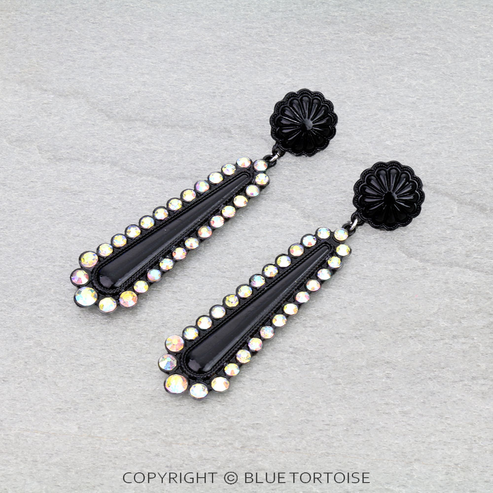 Western Concho Stone Stud Earrings