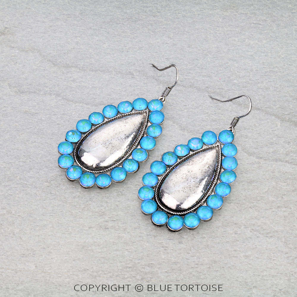 Western Teardrop Stone Dangle Earrings