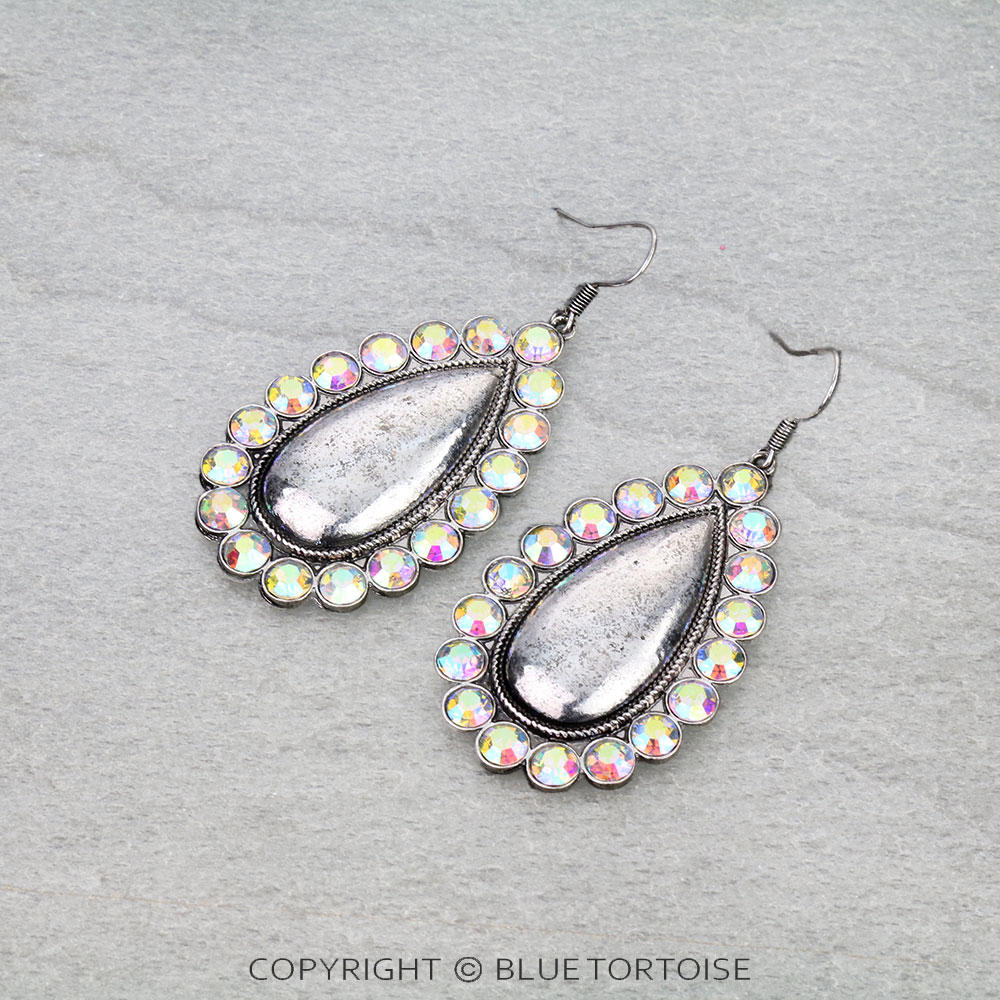 Western Teardrop Stone Dangle Earrings
