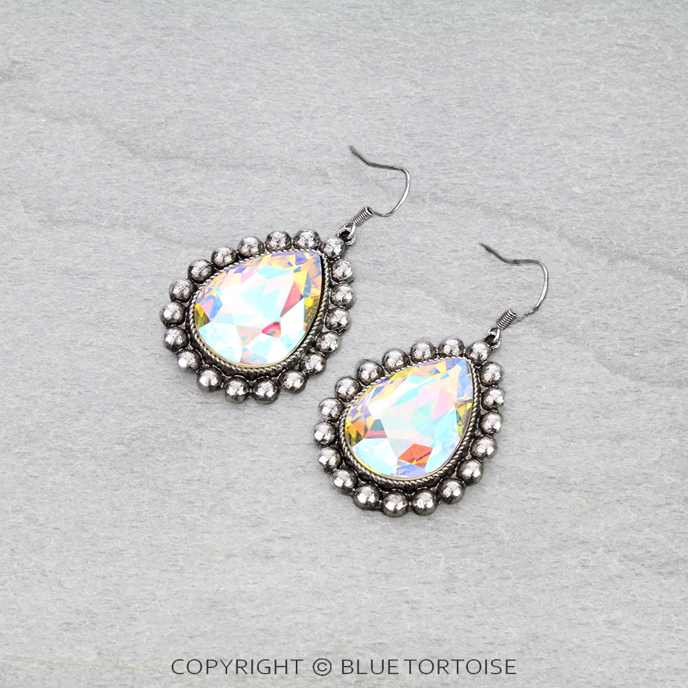 Western Teardrop Stone Dangle Earrings