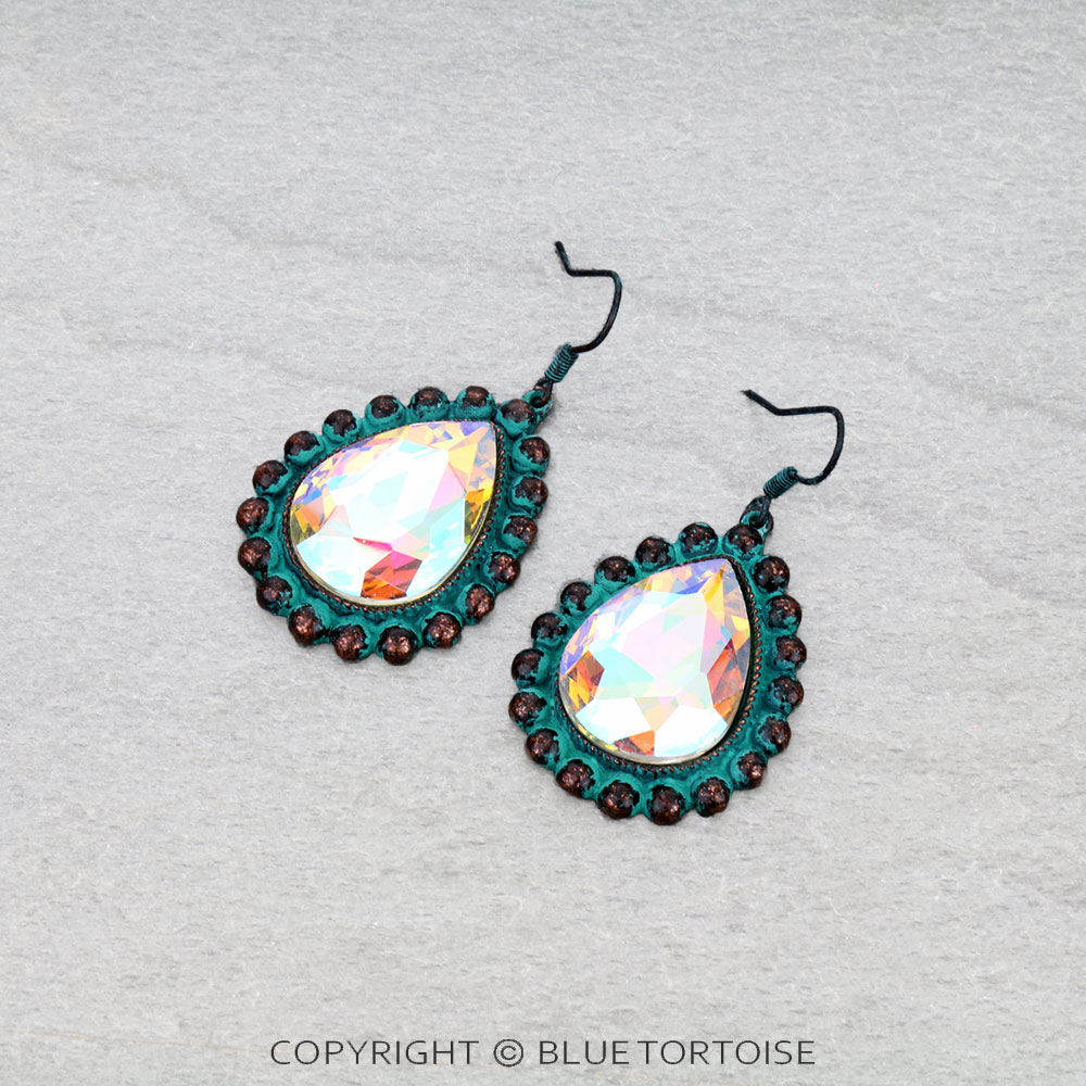 Western Teardrop Stone Dangle Earrings